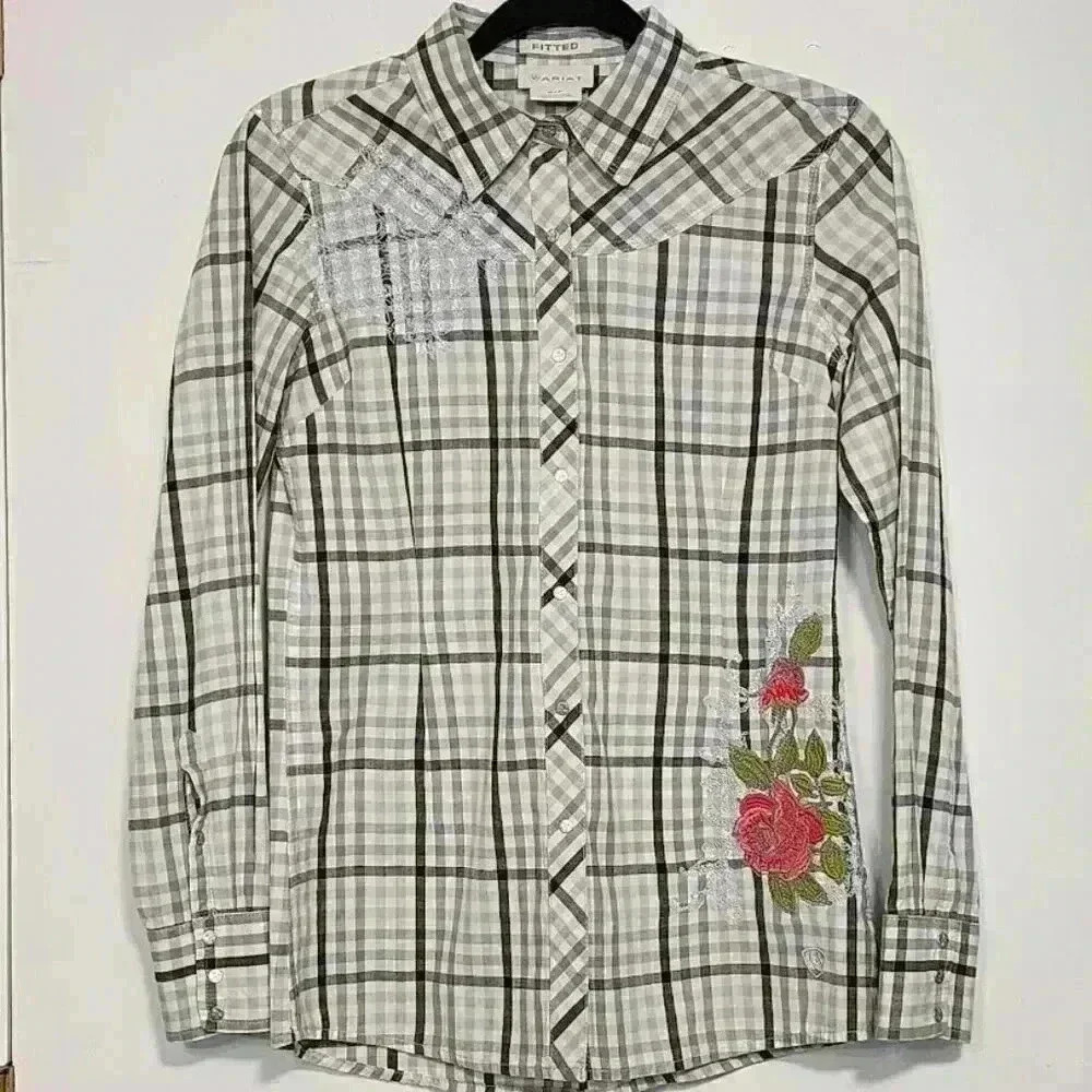 Ariat Womens Fitted‎ Embellished Western Shirt Size S